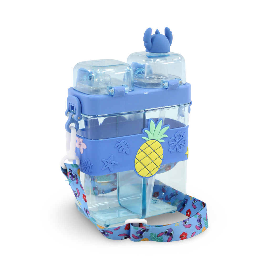 Gourde Enfant Double Compartiment Disney Stitch avec Lanière Ajustable
