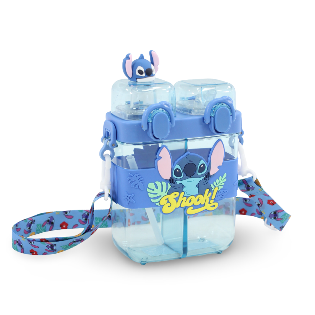 Gourde Enfant Double Compartiment Disney Stitch avec Lanière Ajustable