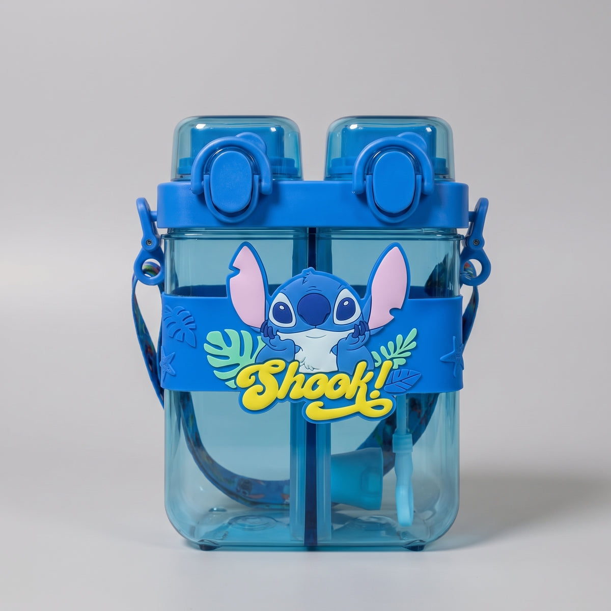 Gourde Enfant Double Compartiment Disney Stitch avec Lanière Ajustable