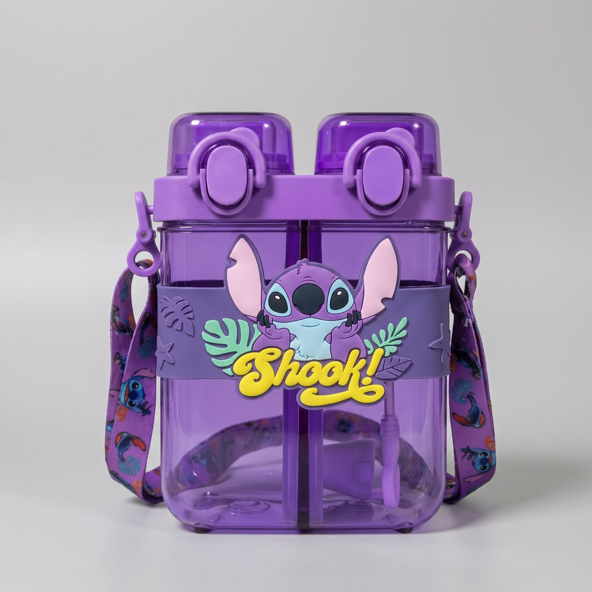 Gourde Enfant Double Compartiment Disney Stitch avec Lanière Ajustable