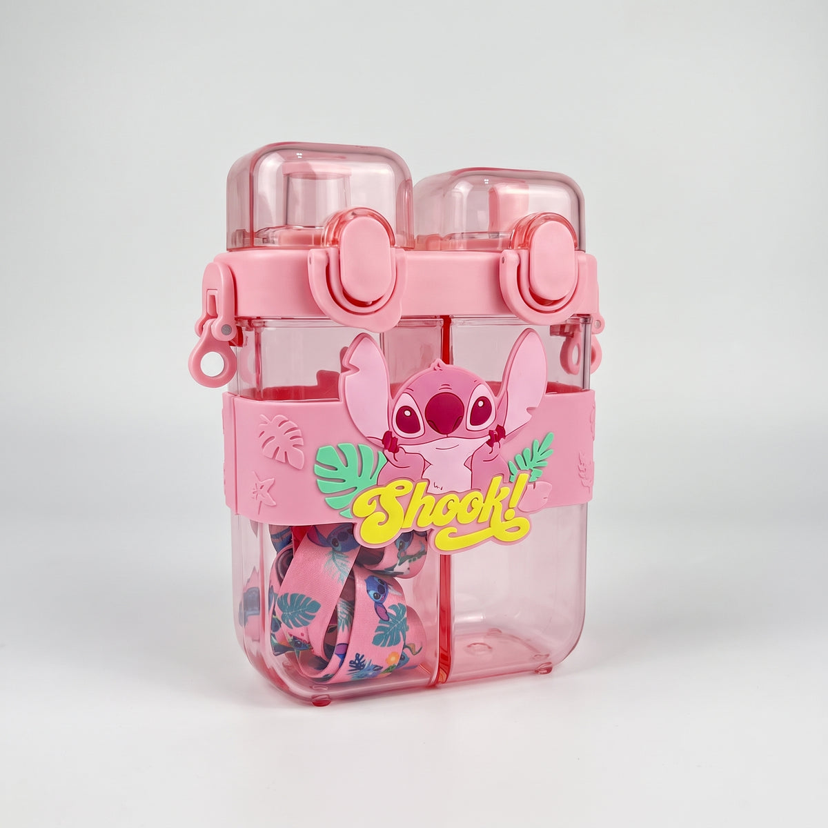Gourde Enfant Double Compartiment Disney Stitch avec Lanière Ajustable