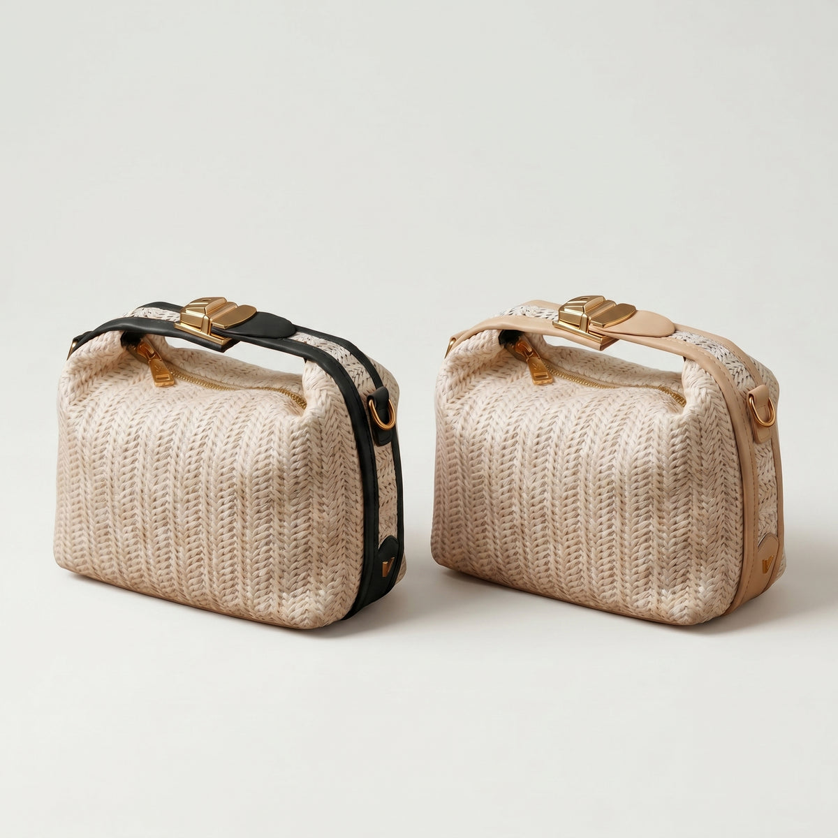 Sac à bandoulière en paille avec serrure