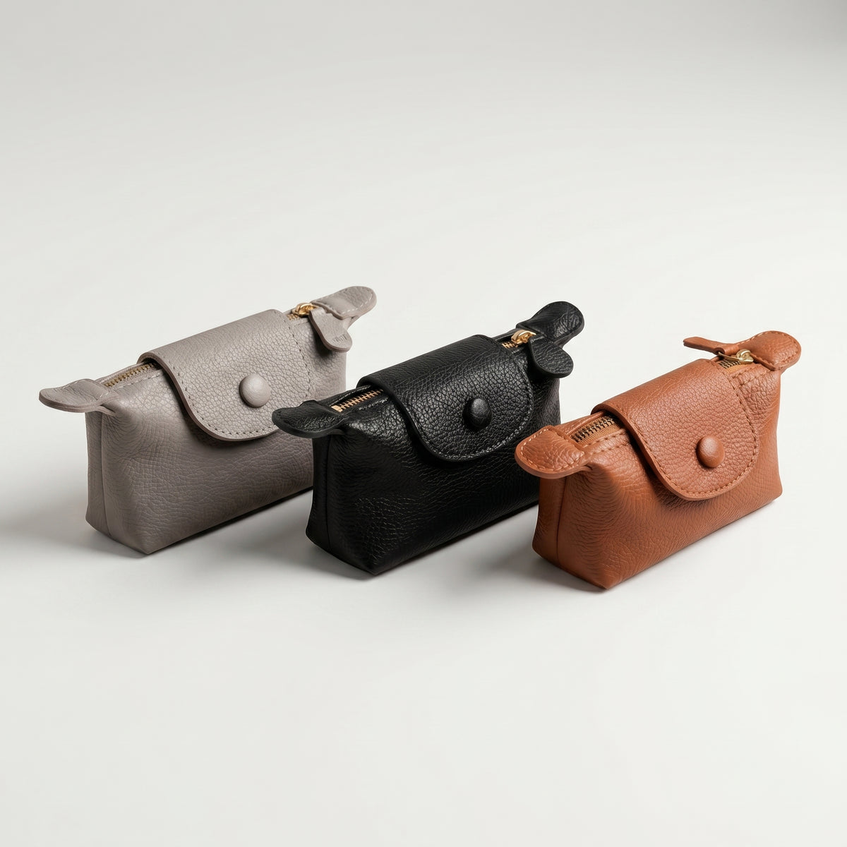 Mini porte-monnaie en cuir véritable pour femme