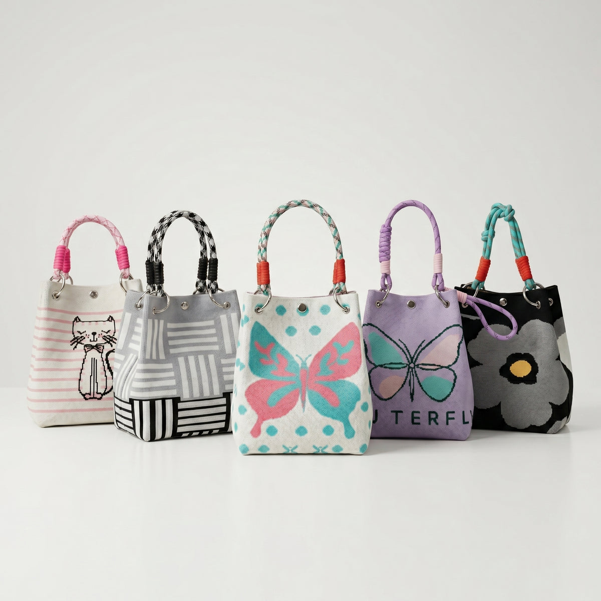 Sac panier ovale tricoté
