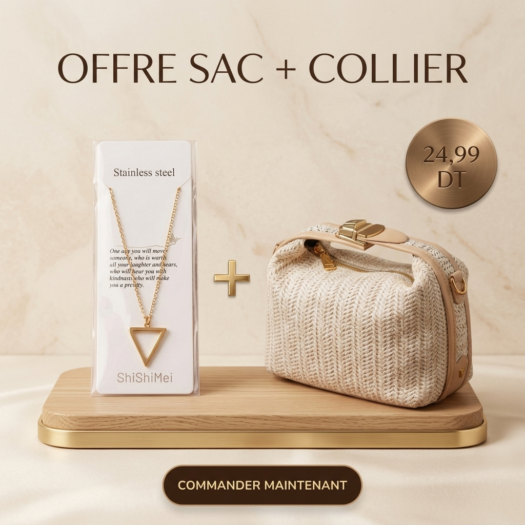 Sac Bandoulière + Collier Triangle Doré
